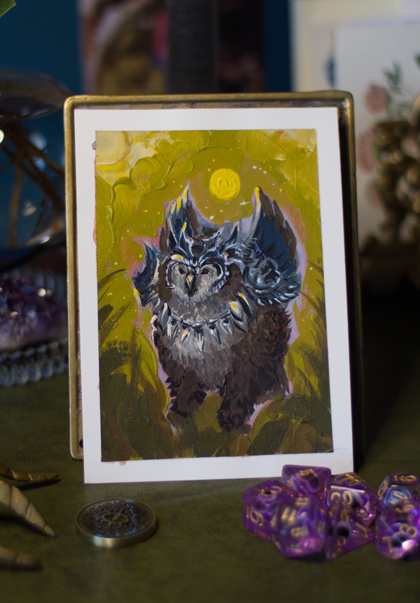 Half owl Half bear - Gouache painting